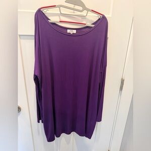 PIKO Purple Bamboo Blend Oversized Tunic Top | One Size | Long Sleeve